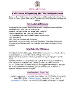 AASL's Guide to Supporting Your Child During Meltdowns